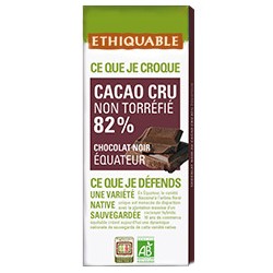Chocolat Ethiquable Cacao Cru Noir 82% / 80g