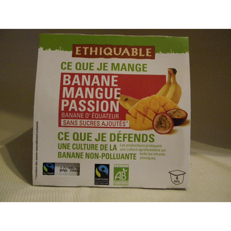 Dessert Ethiquable Banane Mangue Passion / 4x100g