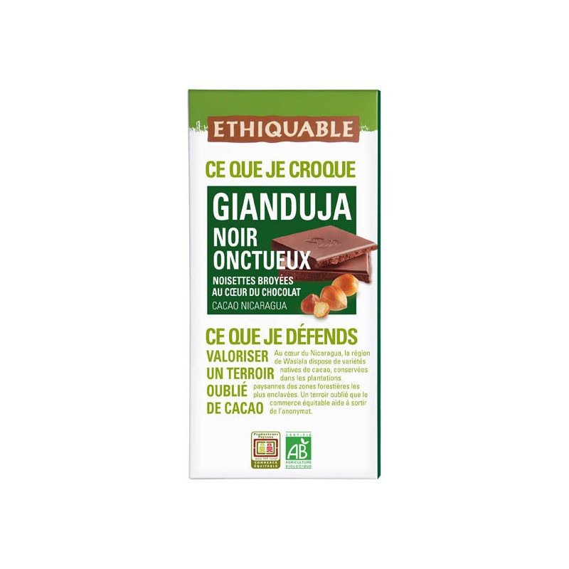 Chocolat Ethiquable Gianduja onctueux 42% / 100g