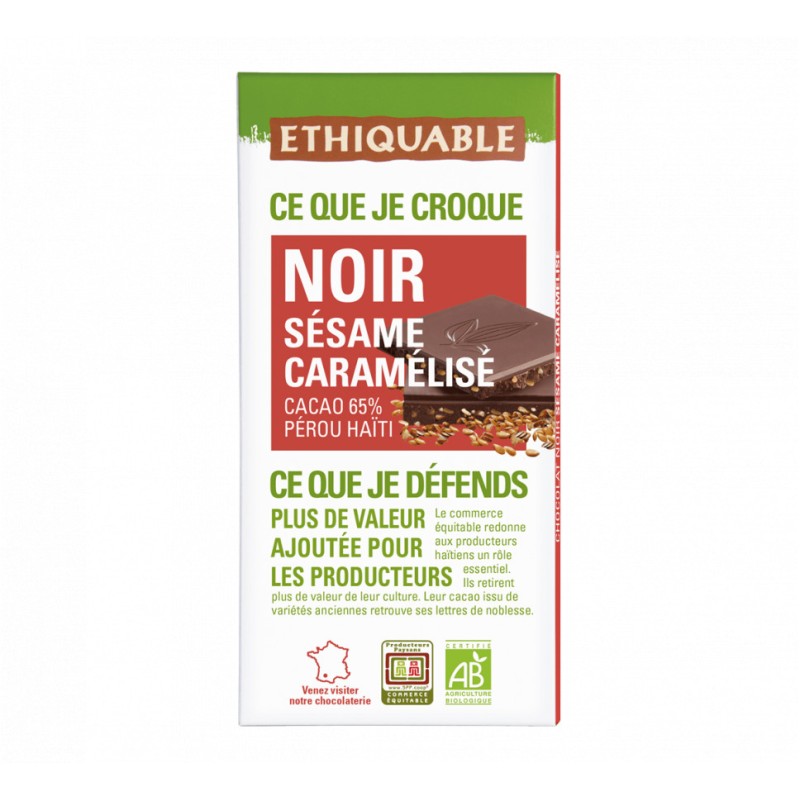 Chocolat Ethiquable Noir Gingembre / 100g