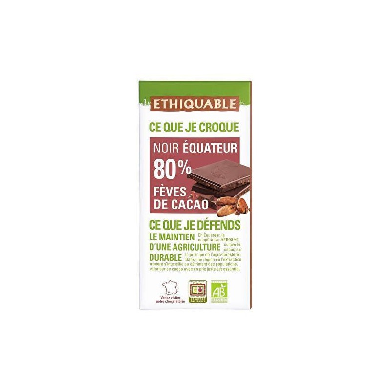 Chocolat Ethiquable Noir Gingembre / 100g