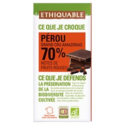 Chocolat Ethiquable noir 70% Pérou / 100g
