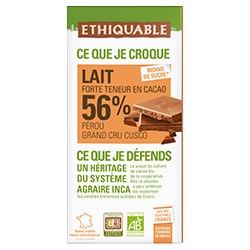 Chocolat Ethiquable Lait 53% Grand Cru / 100g