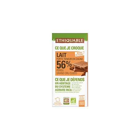 Chocolat Ethiquable Lait 53% Grand Cru / 100g