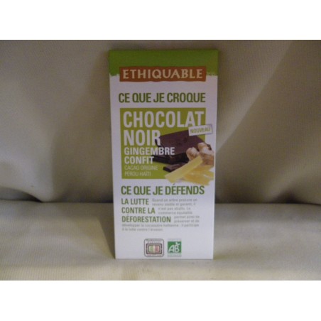 Chocolat Ethiquable Noir Gingembre / 100g
