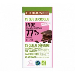 Chocolat Ethiquable noir 77% Inde / 100g