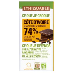 Chocolat Ethiquable noir 74% Côte d'Ivoire / 100g