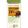Chocolat Ethiquable noir 74% Côte d'Ivoire / 100g
