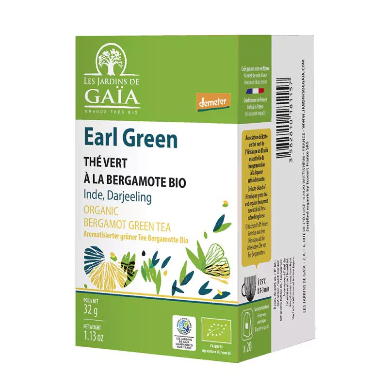 Thé Gaïa vert Earl Grey / 20 infusettes