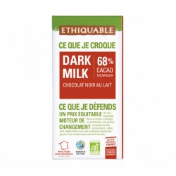 Chocolat Ethiquable Dark Milk 68% / 100g