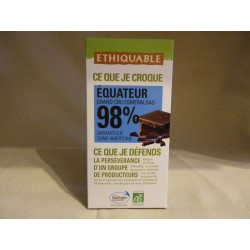 Chocolat Ethiquable Noir 98% / 100g