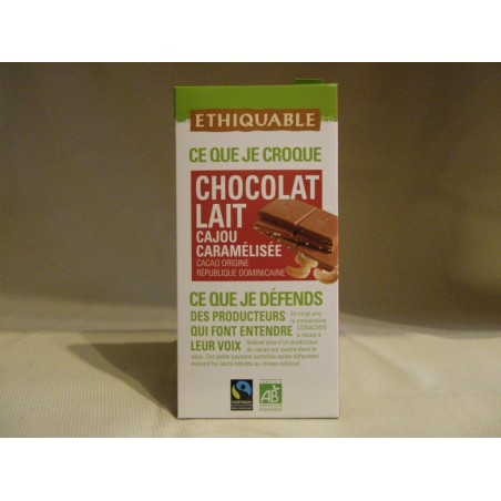 Chocolat Ethiquable Lait noix de Cajou / 100g