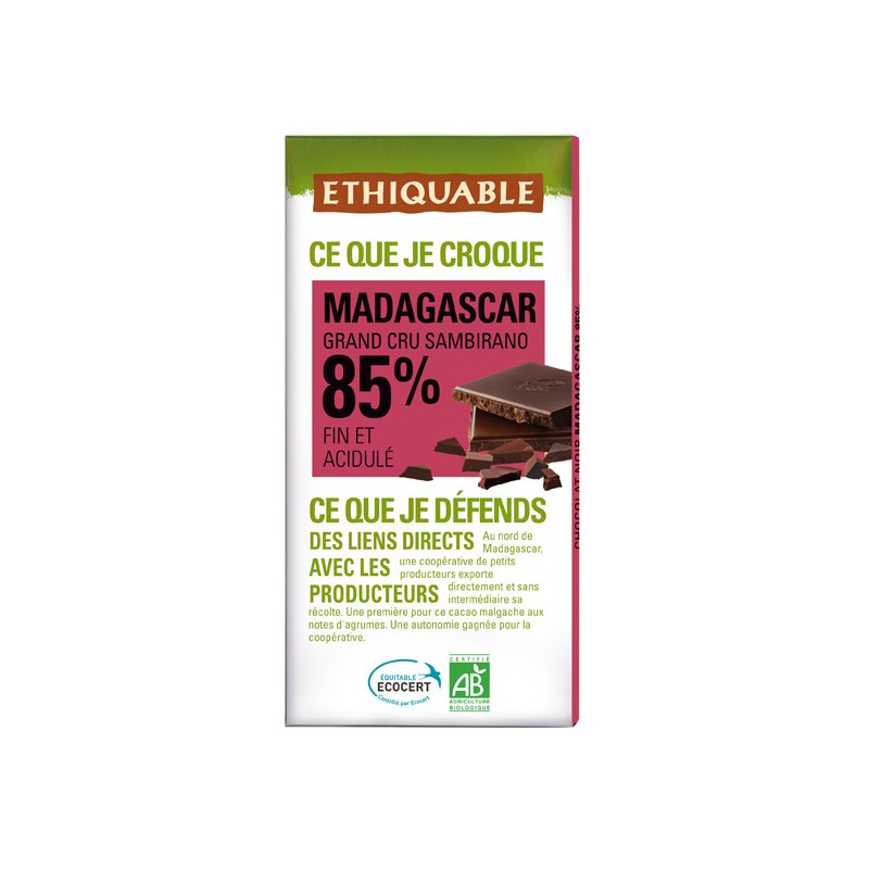 Chocolat Ethiquable 85% Madagascar