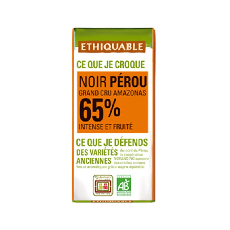 Mini-Tablette Ethiquable Noir 65% Pérou / 30g