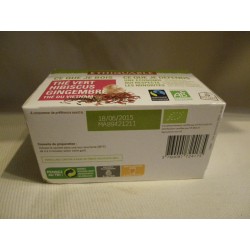 Thé Ethiquable vert hibiscus gingembre / 20 sachets