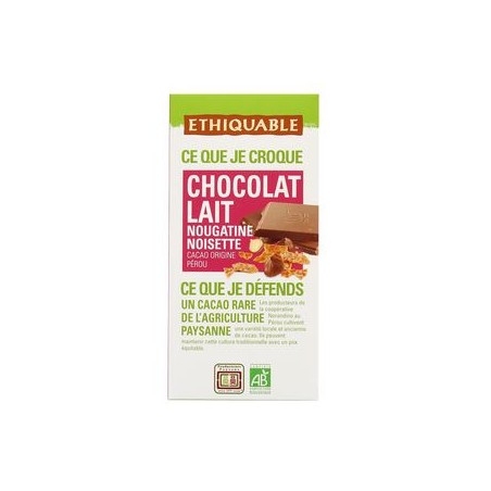 Chocolat Ethiquable Lait Nougatine Noisette / 100g